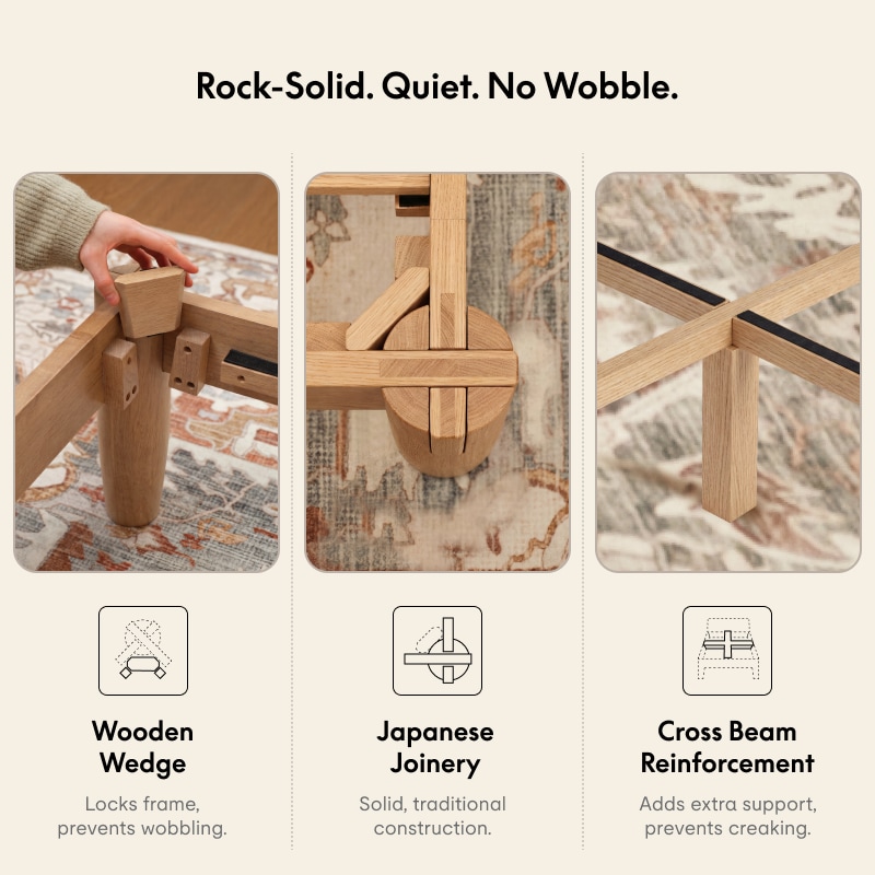 FlexiSpot Kana Retro Japanese Joinery Bed | Solid Wood Bed with